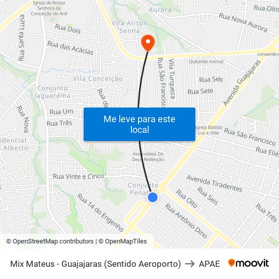 Mix Mateus - Guajajaras (Sentido Aeroporto) to APAE map