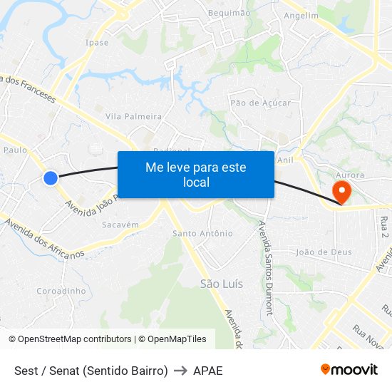 Sest / Senat (Sentido Bairro) to APAE map