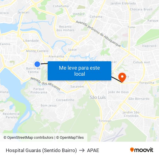 Hospital Guarás (Sentido Bairro) to APAE map