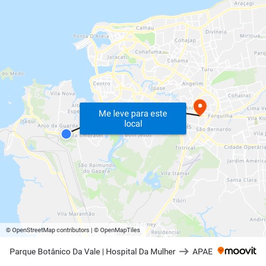 Parque Botânico Da Vale | Hospital Da Mulher to APAE map