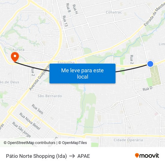 Pátio Norte Shopping (Ida) to APAE map