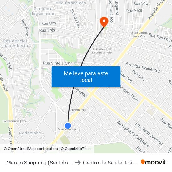 Marajó Shopping (Sentido Forquilha) to Centro de Saúde João de Deus map