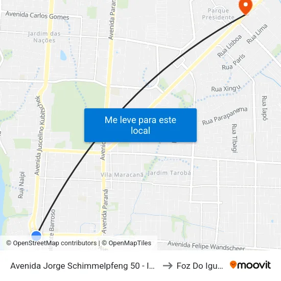 Avenida Jorge Schimmelpfeng 50 - Igreja Matriz to Foz Do Iguaã§U map