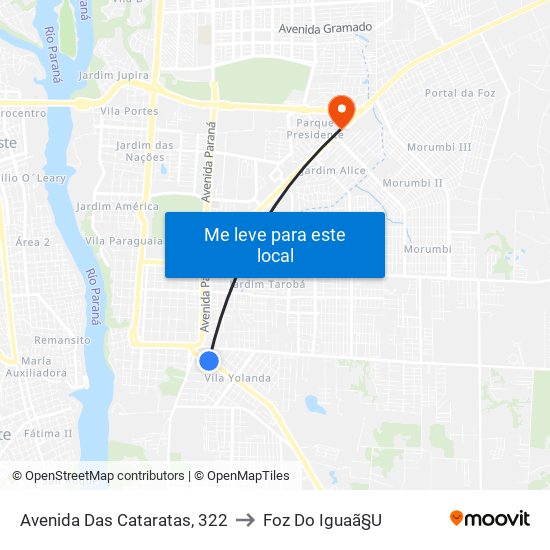 Avenida Das Cataratas, 322 to Foz Do Iguaã§U map