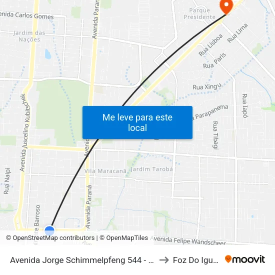Avenida Jorge Schimmelpfeng 544 - Mcdonald's to Foz Do Iguaã§U map
