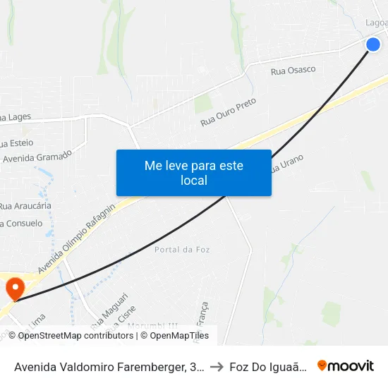 Avenida Valdomiro Faremberger, 370 to Foz Do Iguaã§U map