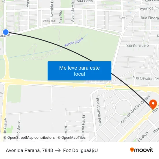 Avenida Paraná, 7848 to Foz Do Iguaã§U map