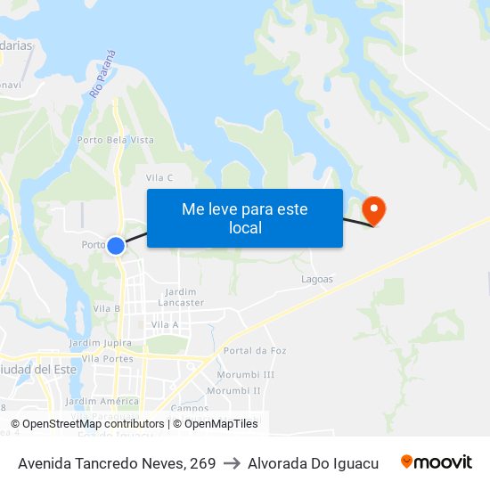 Avenida Tancredo Neves, 269 to Alvorada Do Iguacu map