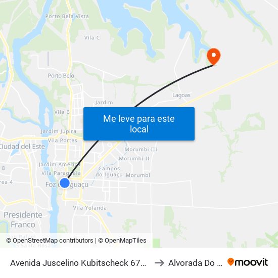 Avenida Juscelino Kubitscheck 673 - Loja Gaúcha to Alvorada Do Iguacu map