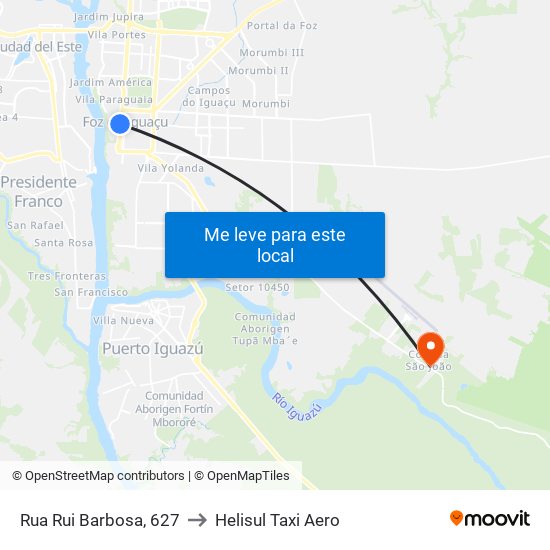 Rua Rui Barbosa, 627 to Helisul Taxi Aero map