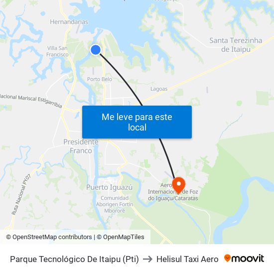 Parque Tecnológico De Itaipu (Pti) to Helisul Taxi Aero map