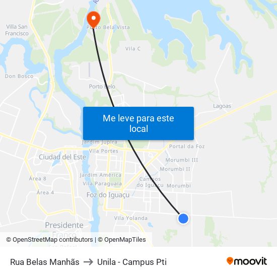 Rua Belas Manhãs to Unila - Campus Pti map