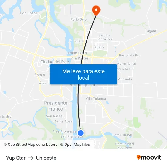 Yup Star to Unioeste map