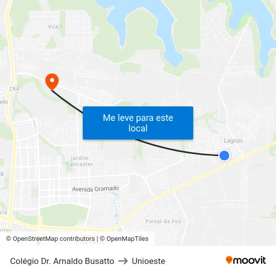 Colégio Dr. Arnaldo Busatto to Unioeste map
