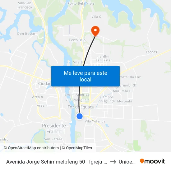 Avenida Jorge Schimmelpfeng 50 - Igreja Matriz to Unioeste map