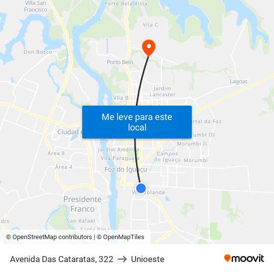 Avenida Das Cataratas, 322 to Unioeste map
