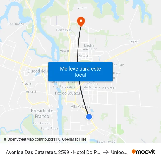 Avenida Das Cataratas, 2599 - Hotel Do Pedro to Unioeste map