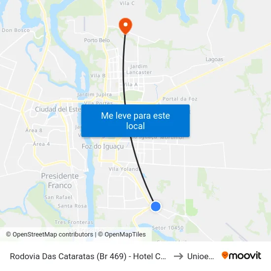 Rodovia Das Cataratas (Br 469) - Hotel Carimã to Unioeste map