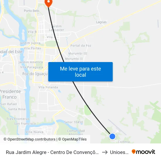Rua Jardim Alegre - Centro De Convenções to Unioeste map