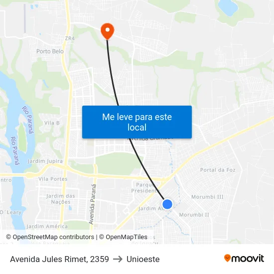 Avenida Jules Rimet, 2359 to Unioeste map