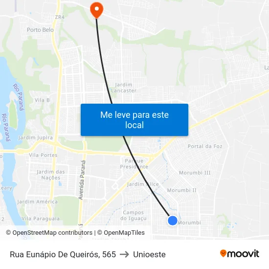 Rua Eunápio De Queirós, 565 to Unioeste map
