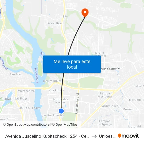 Avenida Juscelino Kubitscheck 1254 - Ceasa to Unioeste map