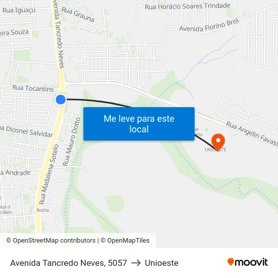 Avenida Tancredo Neves, 5057 to Unioeste map