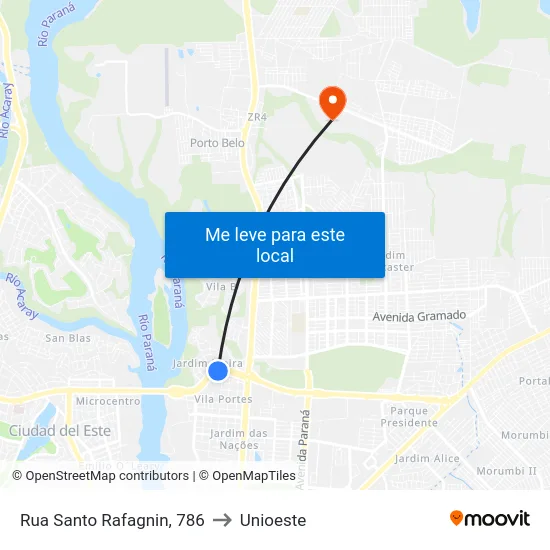 Rua Santo Rafagnin, 786 to Unioeste map