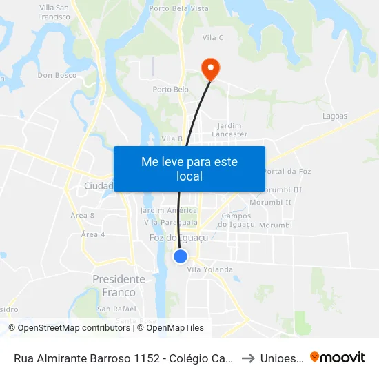 Rua Almirante Barroso 1152 - Colégio Caesp to Unioeste map