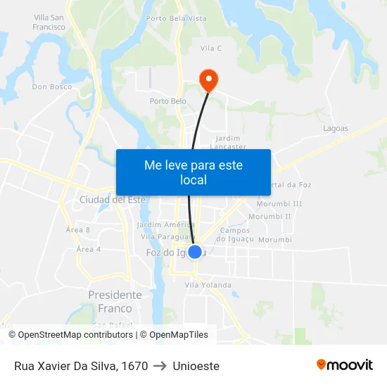 Rua Xavier Da Silva, 1670 to Unioeste map