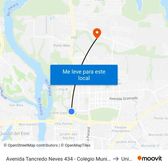 Avenida Tancredo Neves 434 - Colégio Municipal Ponte Da Amizade to Unioeste map