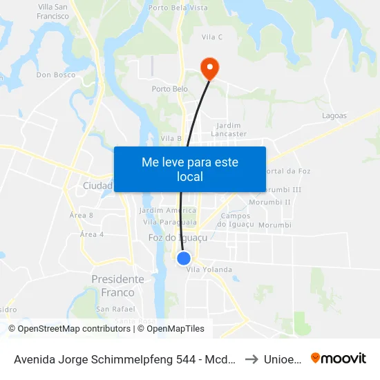 Avenida Jorge Schimmelpfeng 544 - Mcdonald's to Unioeste map