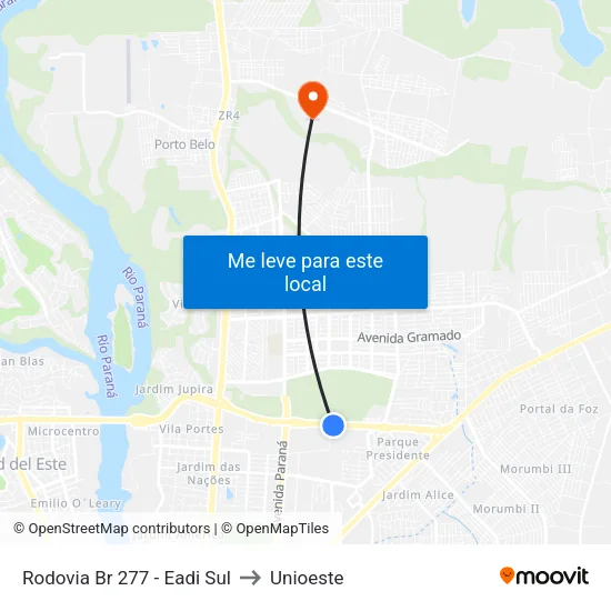 Rodovia Br 277  - Eadi Sul to Unioeste map