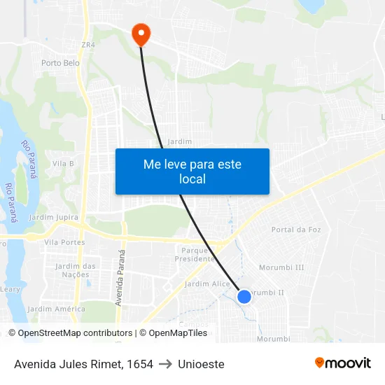 Avenida Jules Rimet, 1654 to Unioeste map