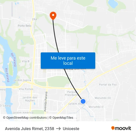 Avenida Jules Rimet, 2358 to Unioeste map
