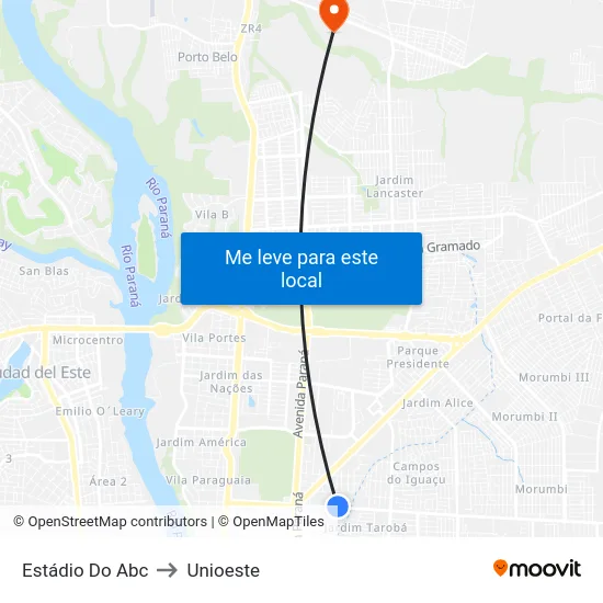 Estádio Do Abc to Unioeste map