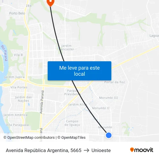 Avenida República Argentina, 5665 to Unioeste map