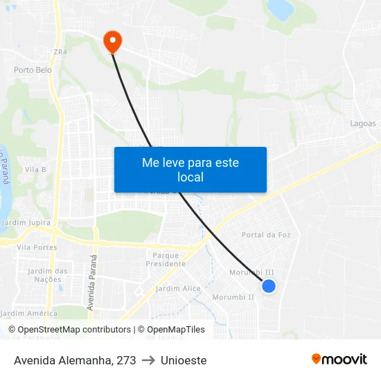 Avenida Alemanha, 273 to Unioeste map