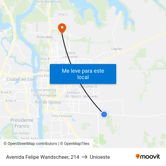 Avenida Felipe Wandscheer, 214 to Unioeste map
