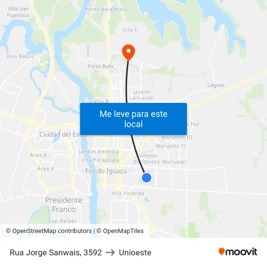 Rua Jorge Sanwais, 3592 to Unioeste map