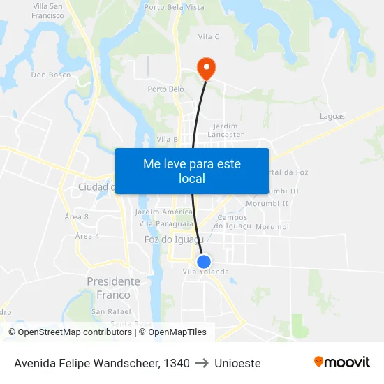 Avenida Felipe Wandscheer, 1340 to Unioeste map