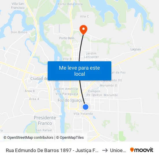 Rua Edmundo De Barros 1897 - Justiça Federal to Unioeste map