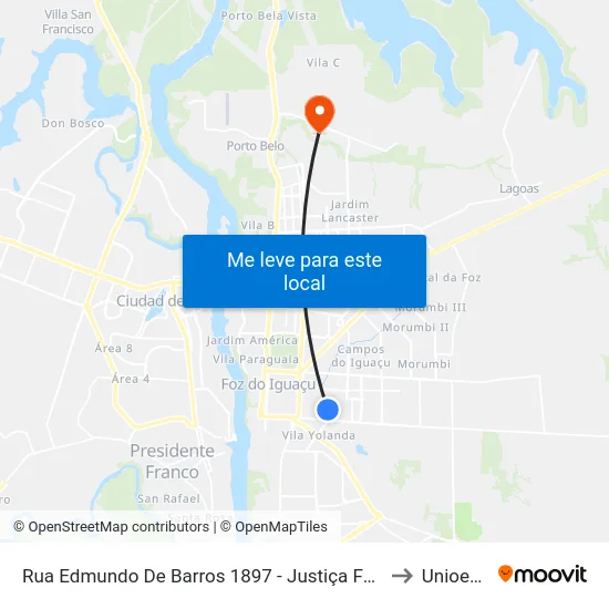 Rua Edmundo De Barros 1897 - Justiça Federal to Unioeste map