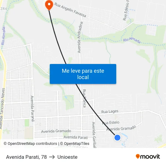 Avenida Parati, 78 to Unioeste map