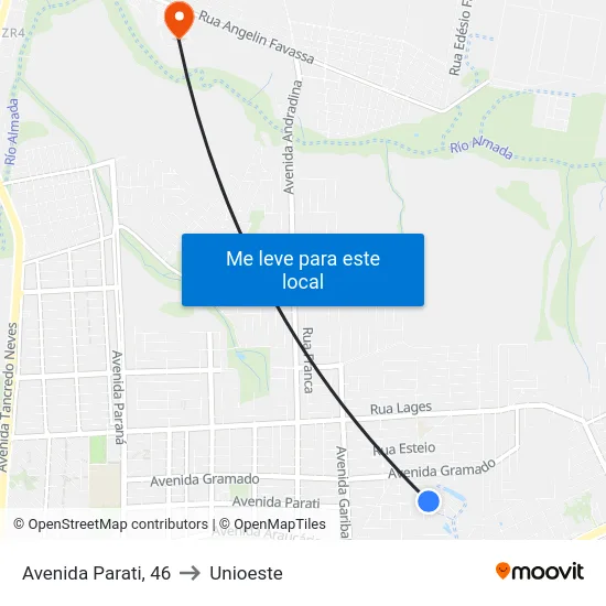Avenida Parati, 46 to Unioeste map