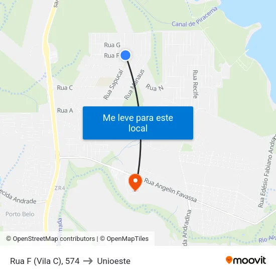 Rua F (Vila C), 574 to Unioeste map
