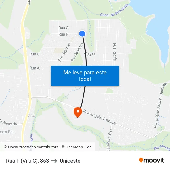 Rua F (Vila C), 863 to Unioeste map