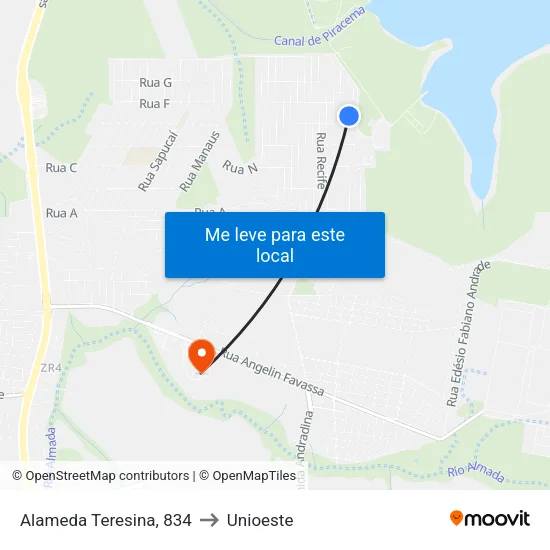 Alameda Teresina, 834 to Unioeste map
