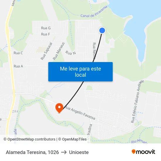 Alameda Teresina, 1026 to Unioeste map
