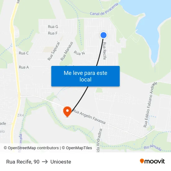Rua Recife, 90 to Unioeste map